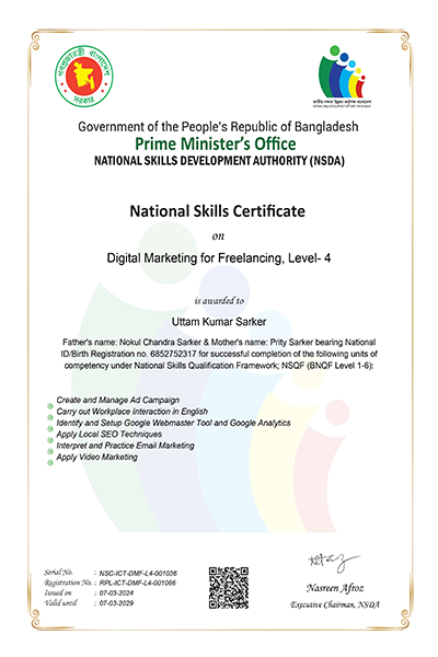 Digital marketing Level 04 certificate NSDA